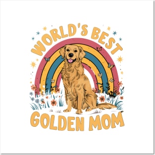 World's Best Golden Mom Rainbow and Butterflies Graphic Posters and Art